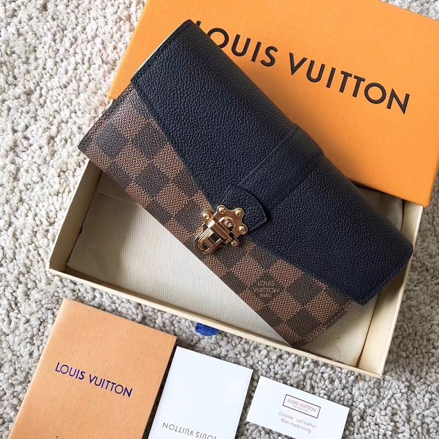 Louis vuitton original damier canvas clapton wallet N64449 black