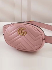 2018 GG Marmont matelasse leather belt bag 476434 pink