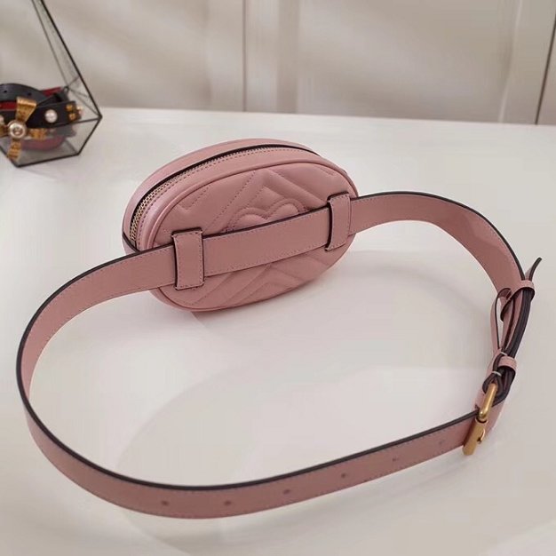 2018 GG Marmont matelasse leather belt bag 476434 pink