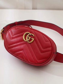 2018 GG Marmont matelasse leather belt bag 476434 red