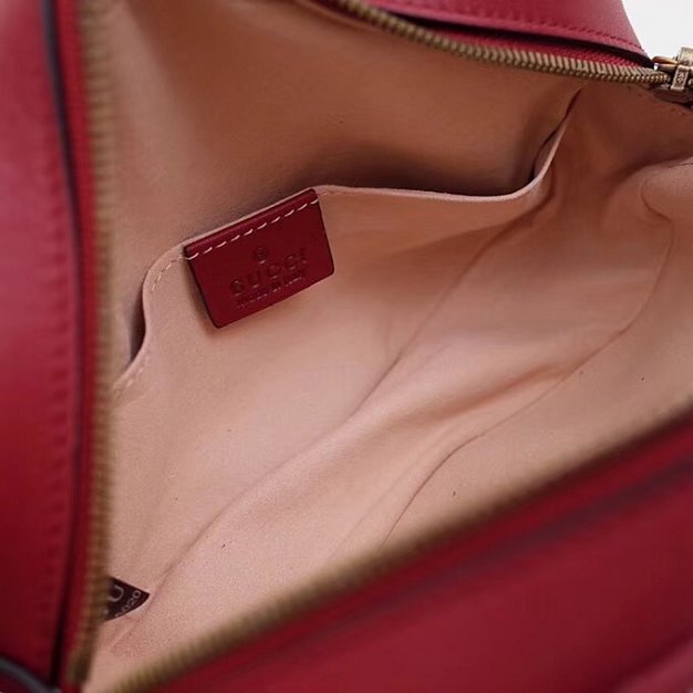2018 GG Marmont matelasse leather large belt bag 491294 red