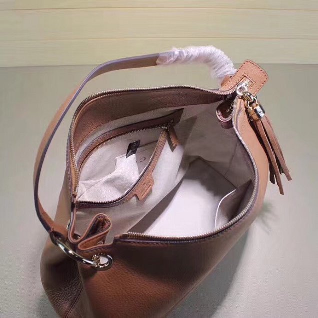 GG Calfskin Leather Top Shoulder Bag 408825 apricot