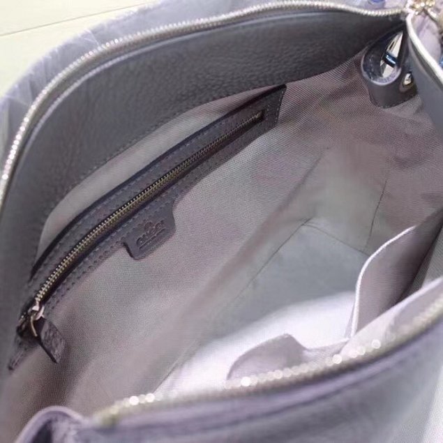 GG Calfskin Leather Top Shoulder Bag 408825 grey