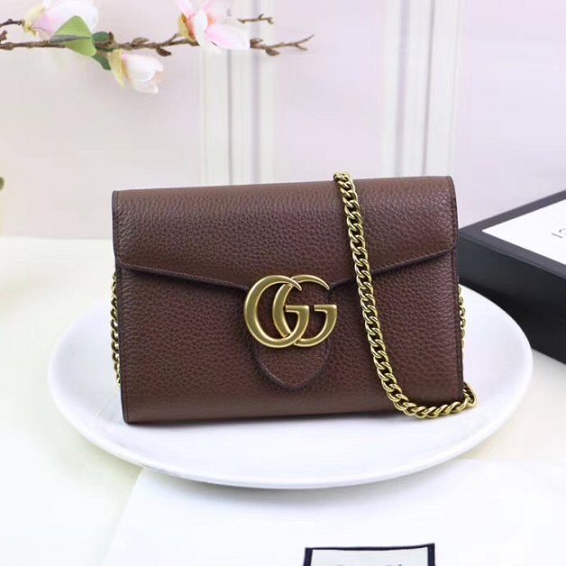 2018 GG marmont original calfskin chain shoulder bag 401232 coffee