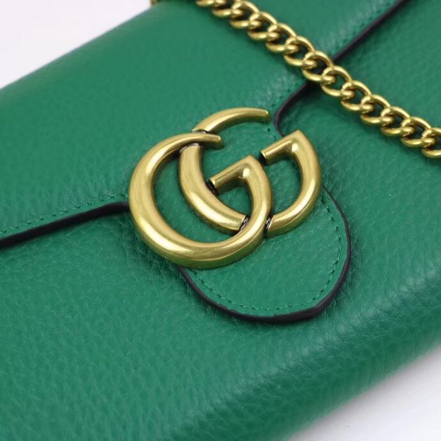 2018 GG marmont original calfskin chain shoulder bag 401232 green