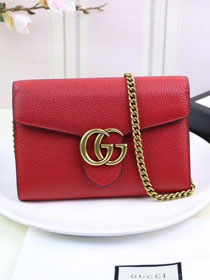 2018 GG marmont original calfskin chain shoulder bag 401232 red