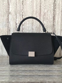 Celine original calfskin&suede medium trapeze bag 18701 black