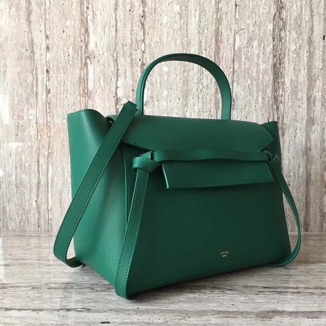 Celine original grained calfskin mini belt bag 189103 green