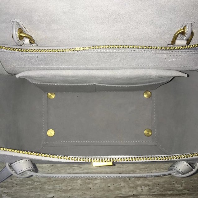 Celine original grained calfskin mini belt bag 189103 light gray