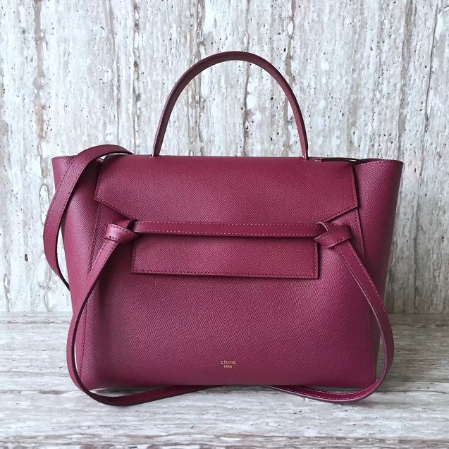 Celine original grained calfskin mini belt bag 189103 purple