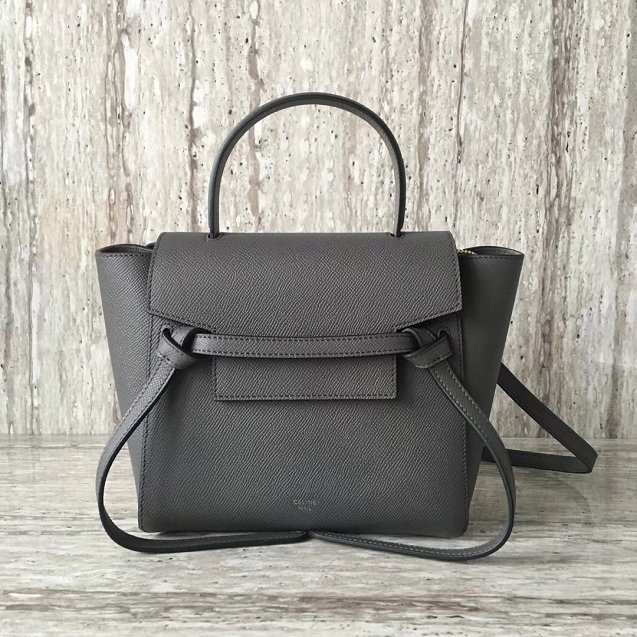 Celine original grained calfskin nano belt bag 189003 grey