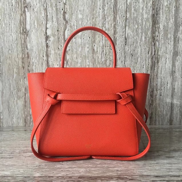 Celine original grained calfskin nano belt bag 189003 orange