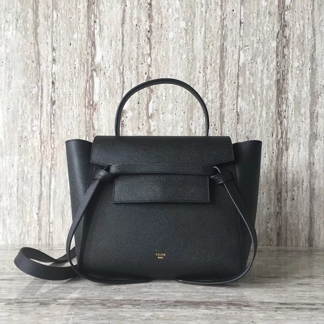 Celine original grained calfskin micro belt bag 189153 black