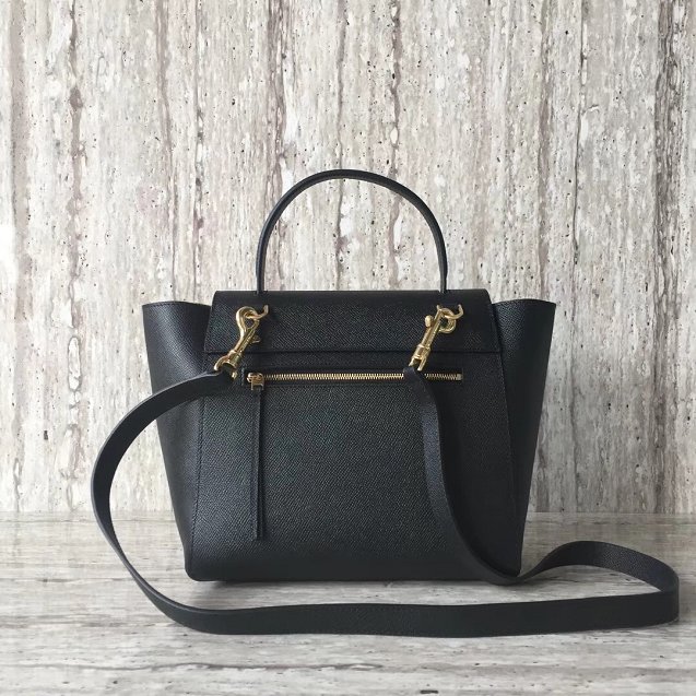 Celine original grained calfskin micro belt bag 189153 black