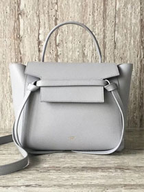 Celine original grained calfskin micro belt bag 189153 light grey