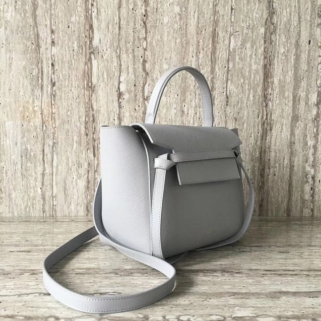 Celine original grained calfskin micro belt bag 189153 light grey