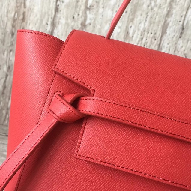 Celine original grained calfskin micro belt bag 189153 red