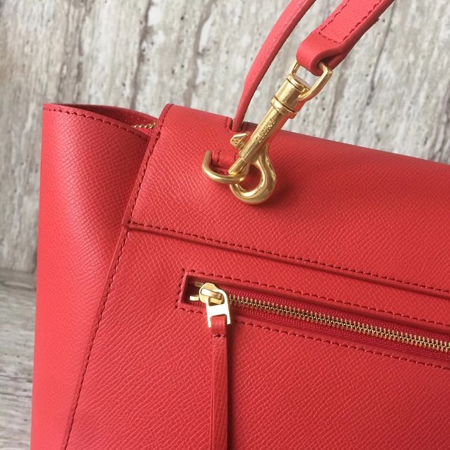 Celine original grained calfskin micro belt bag 189153 red