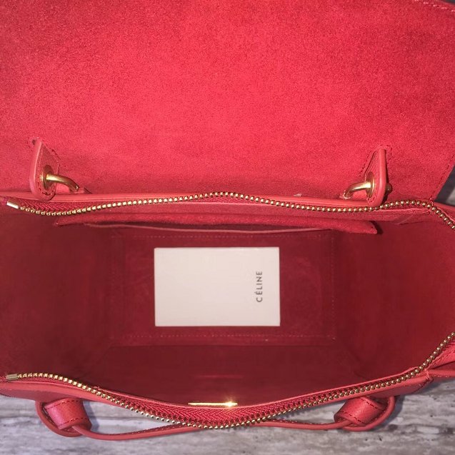 Celine original grained calfskin micro belt bag 189153 red