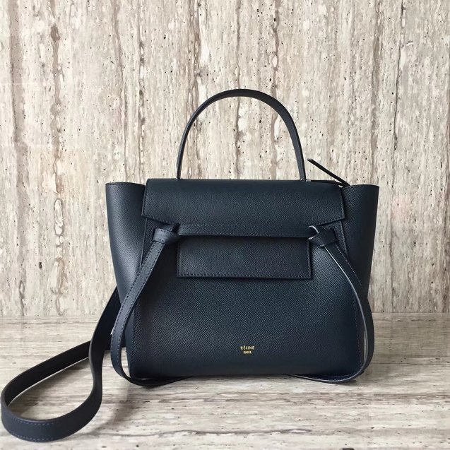 Celine original grained calfskin micro belt bag 189153 steel blue