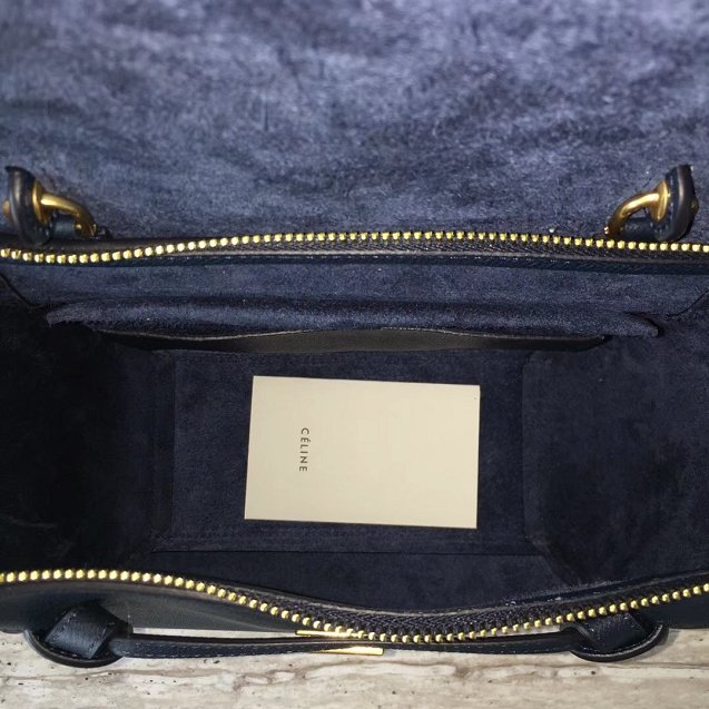 Celine original grained calfskin micro belt bag 189153 steel blue