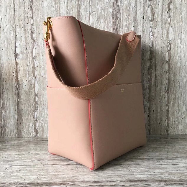 2018 celine original bare calfskin sangle medium bucket bag 77427 pink