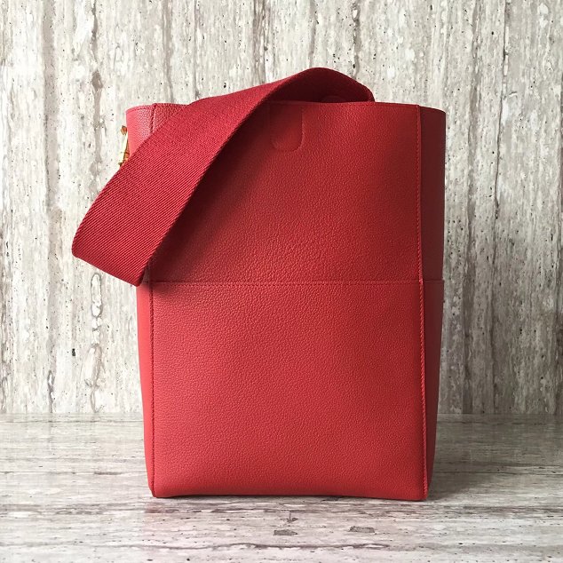 2018 celine original grained calfskin sangle medium bucket bag 77427 red