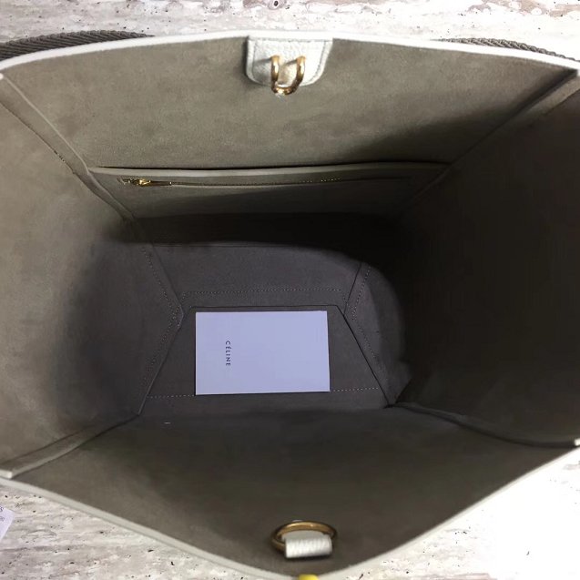 2018 celine original grained calfskin sangle medium bucket bag 77427 white