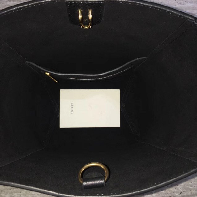 2018 celine original grained calfskin sangle small bucket bag 77426 black