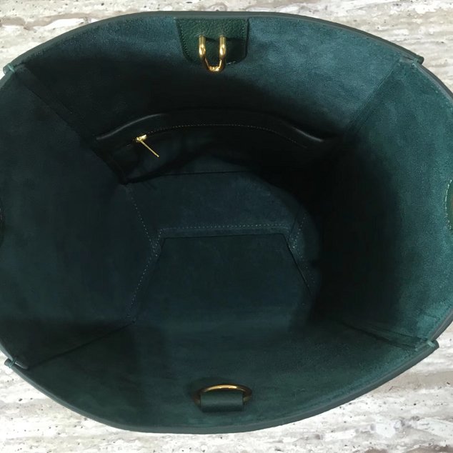 2018 celine original grained calfskin sangle small bucket bag 77426 blackish green