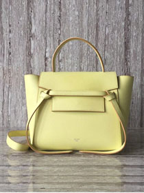 Celine original grained calfskin nano belt bag 189003 light yellow