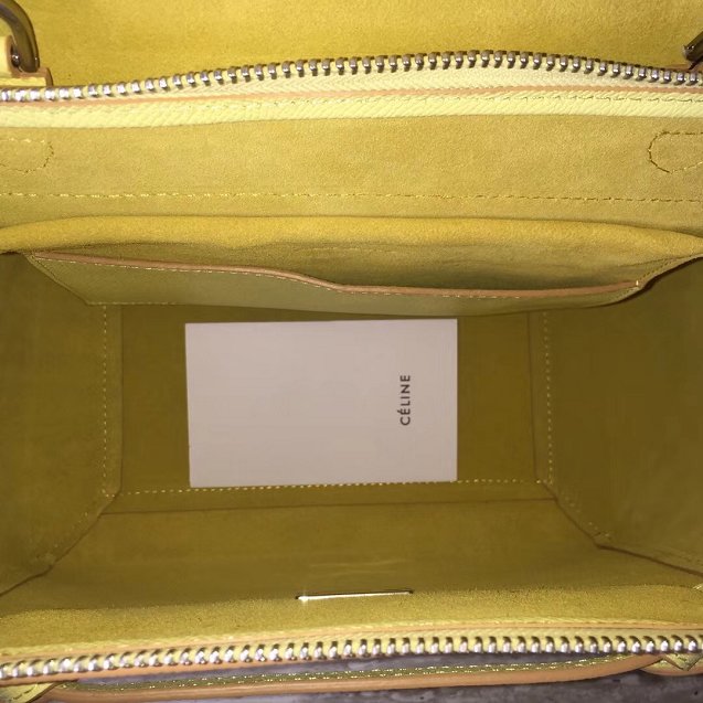 Celine original grained calfskin nano belt bag 189003 light yellow