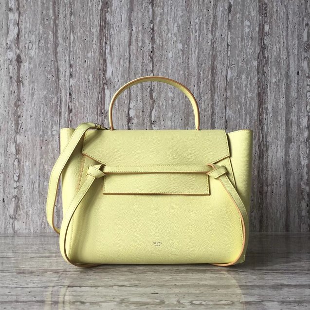 Celine original grained calfskin micro belt bag 189153 light yellow