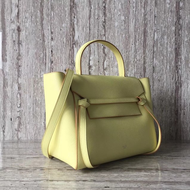 Celine original grained calfskin micro belt bag 189153 light yellow