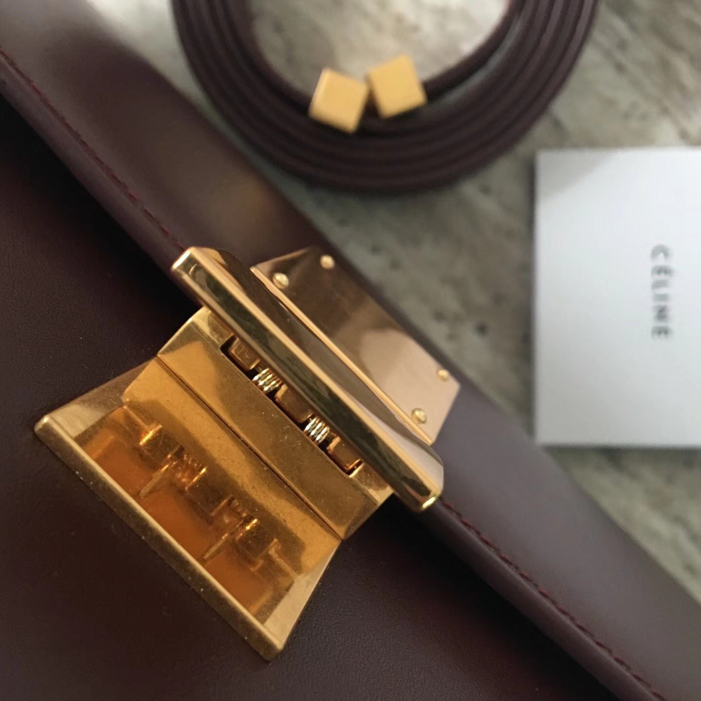 Celine original box calfskin large classic bag 11045 bordeaux