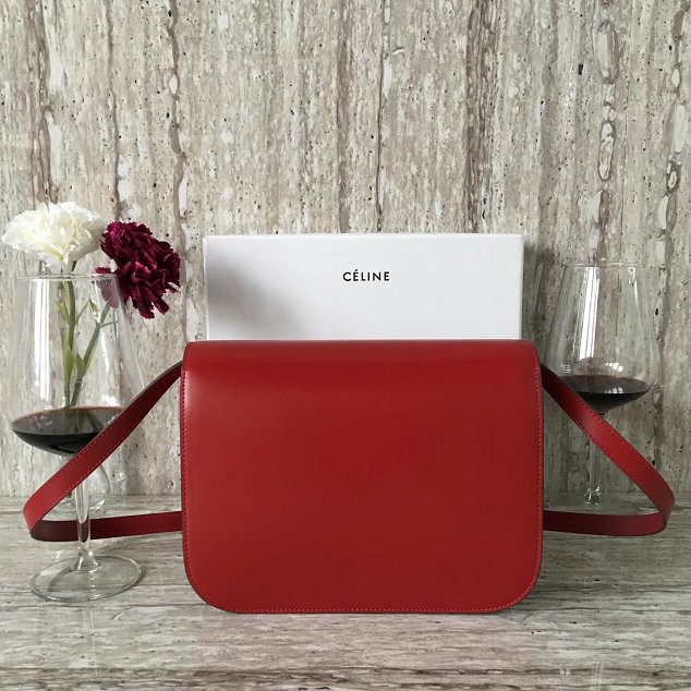 Celine original box calfskin large classic bag 11045 crimson 