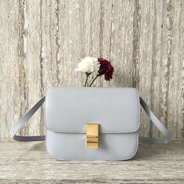 Celine original box calfskin large classic bag 11045 light gray