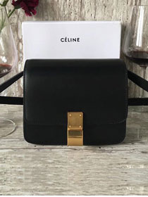 Celine original box calfskin small classic bag 11041 black