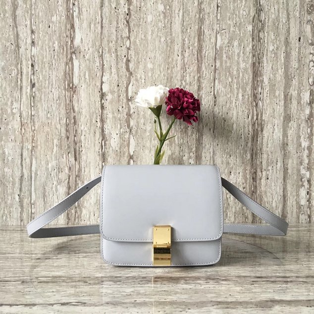 Celine original box calfskin small classic bag 11041 light grey