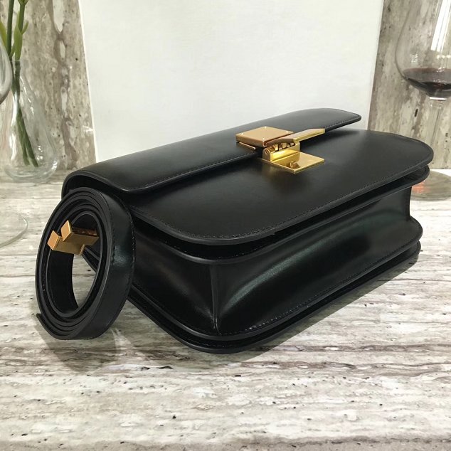 Celine original liege calfskin large classic box bag 11045-1 black