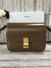 Celine original liege calfskin large classic box bag 11045-1 caramel