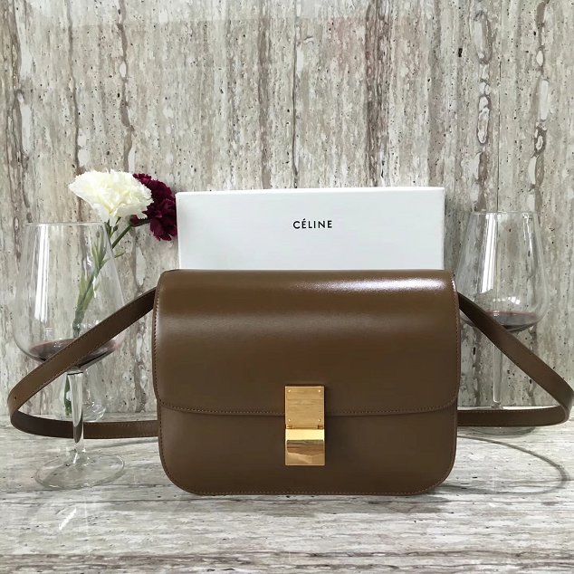 Celine original liege calfskin large classic box bag 11045-1 caramel