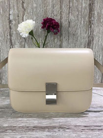 Celine original liege calfskin large classic box bag 11045-1 cream