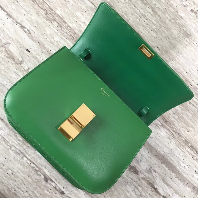 Celine original liege calfskin large classic box bag 11045-1 grass green