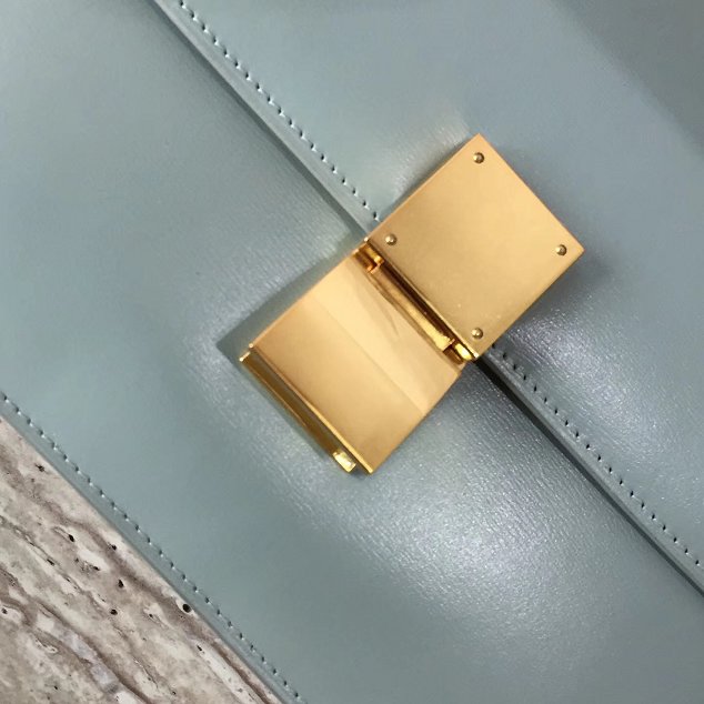 Celine original liege calfskin large classic box bag 11045-1 light blue