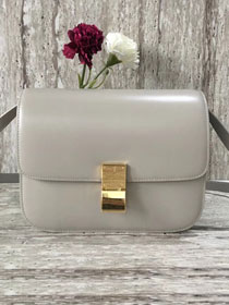 Celine original liege calfskin large classic bag 11045-1 light grey