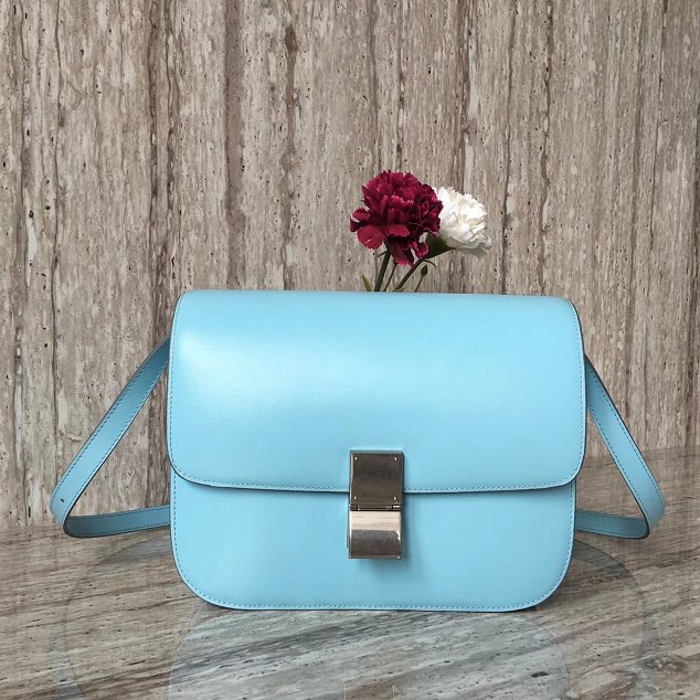 Celine original liege calfskin large classic bag 11045-1 sky blue