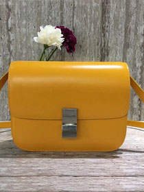Celine original liege calfskin large classic box bag 11045-1 yellow