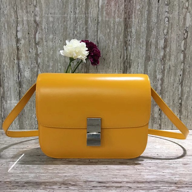 Celine original liege calfskin large classic box bag 11045-1 yellow