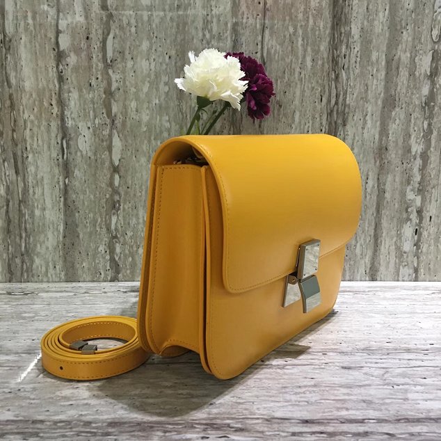 Celine original liege calfskin large classic box bag 11045-1 yellow